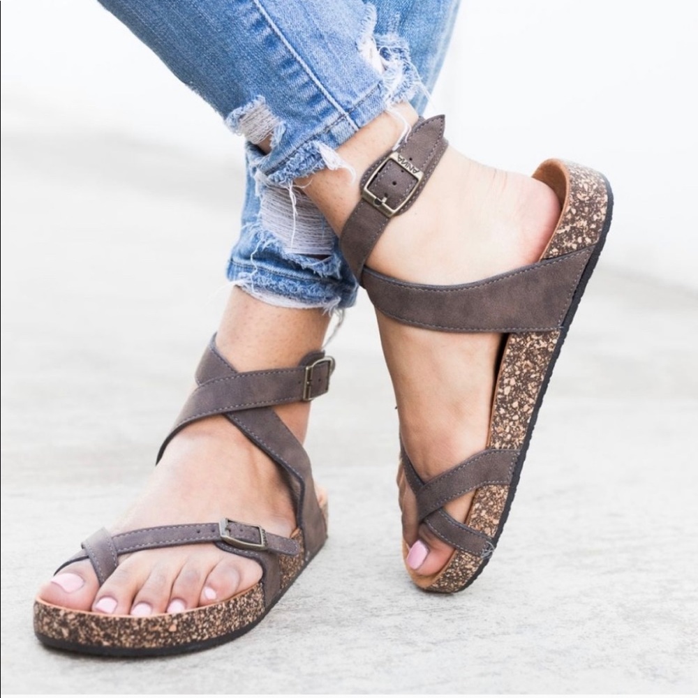 Brown strappy sandals!